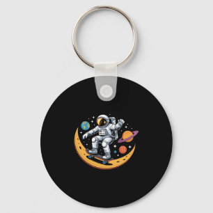 Astronaut Skateboarding Space Moon Planets Kids Keychain