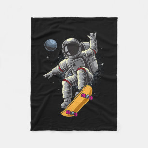 Astronaut Skateboarding Space Planets Moon Astrona Fleece Blanket