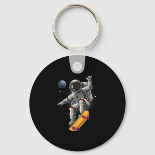 Astronaut Skateboarding Space Planets Moon Astrona Keychain