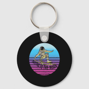 Astronaut Skateboarding Space Trick Motion Futuris Keychain
