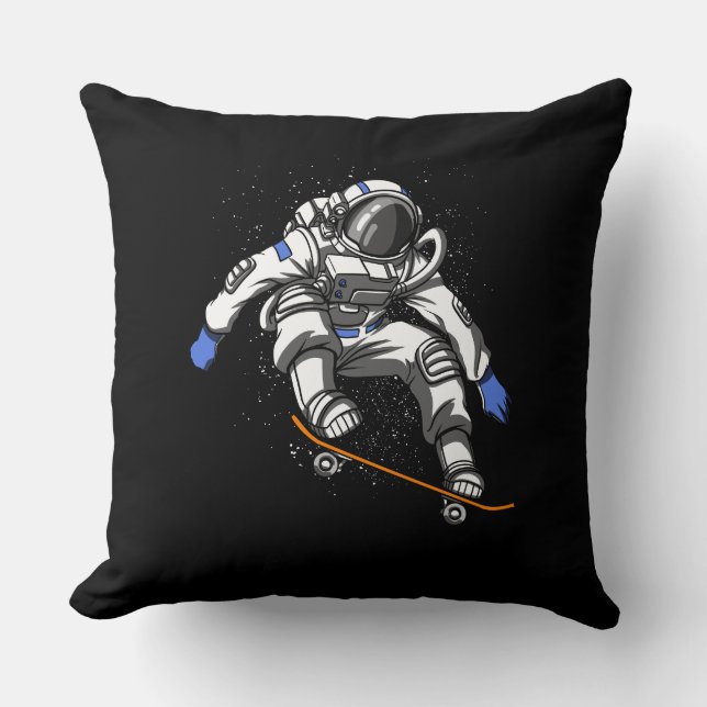 Astronaut Skater Throw Pillow (Front)