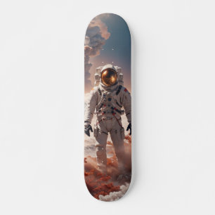 Astronaut Skating On Outer Floor Skateboard