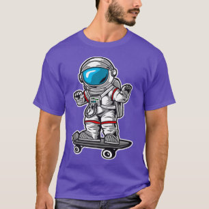 Astronaut Skating On Skateboard Kid Men Women  T-Shirt