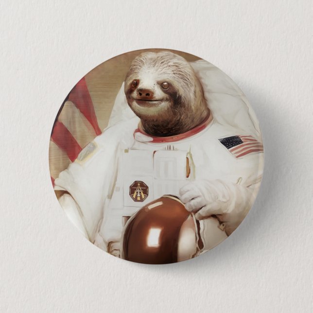 astronaut sloth 2 inch round button (Front)