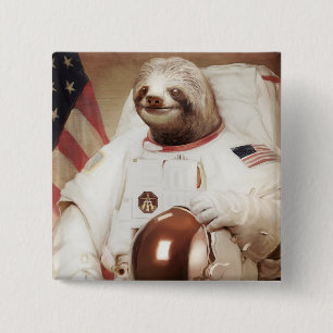 Astronaut Sloth 2 Inch Square Button