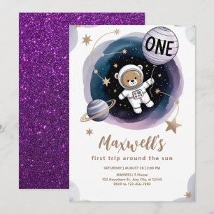 Astronaut Space 1st Birthday Invitation