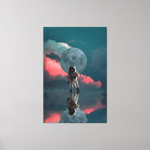 ASTRONAUT SPACE ART PRINT 3 PANEL STRETCHED CANVAS