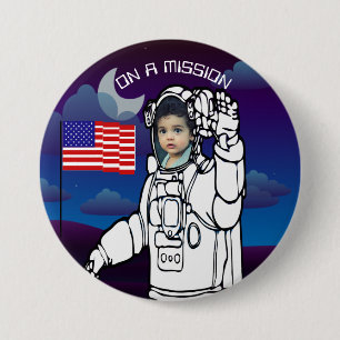 Astronaut space astronomy personalized photo 3 inch round button