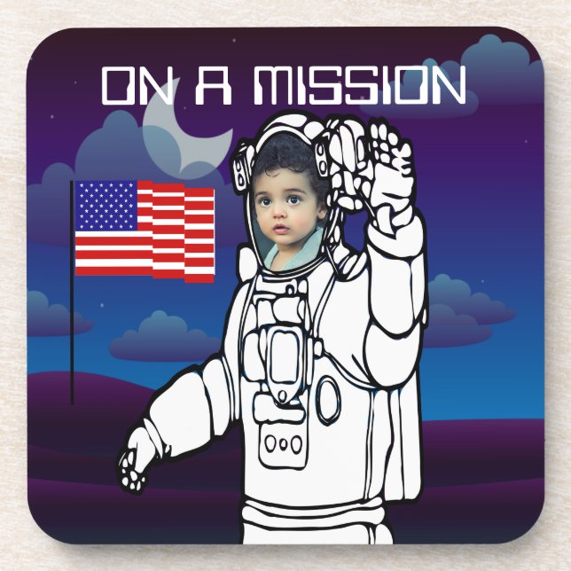 Astronaut space astronomy personalized photo  coaster (Front)