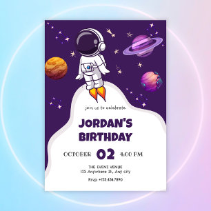 Astronaut space birthday invitation