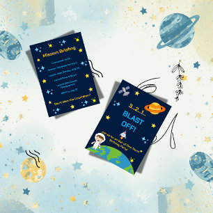 Astronaut Space Birthday Invite 3 2 1 Blast Off