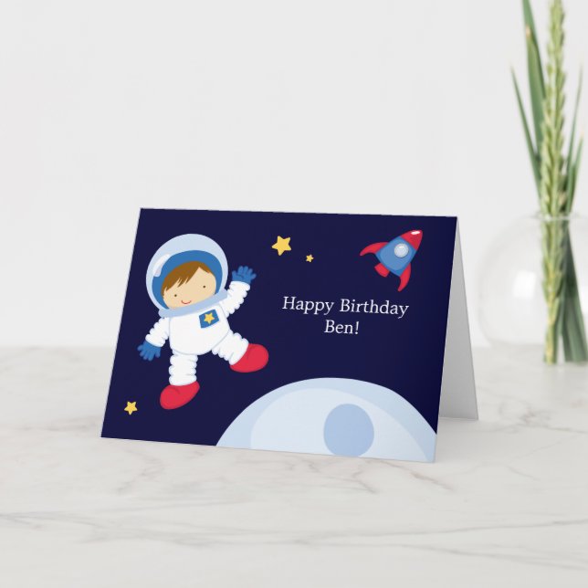 Astronaut Space Birthday Party Card (Front)