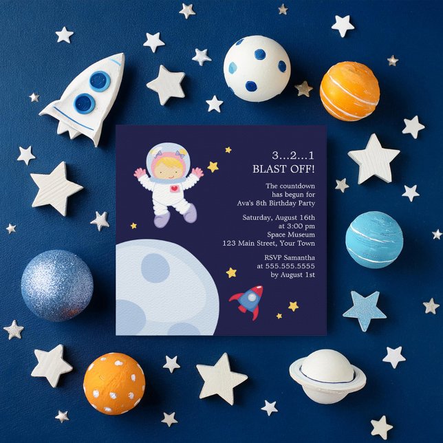 Astronaut Space Birthday Party Invitation (Creator Uploaded)