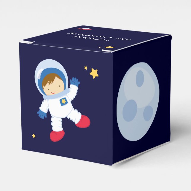Astronaut Space Birthday Party Personalized Favor Box (Front Side)