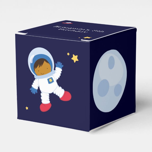 Astronaut Space Birthday Party Personalized Favour Favor Box (Front Side)
