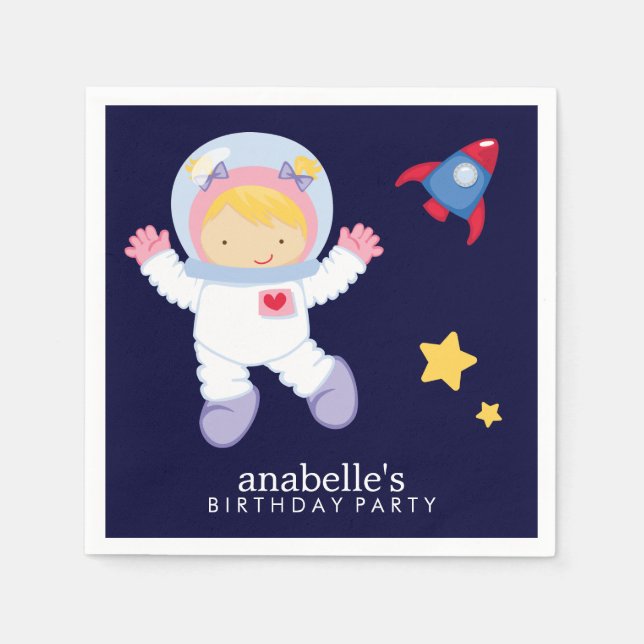 Astronaut Space Birthday Party Personalized Napkin (Front)