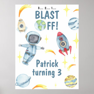 Astronaut Space Birthday Party  Poster