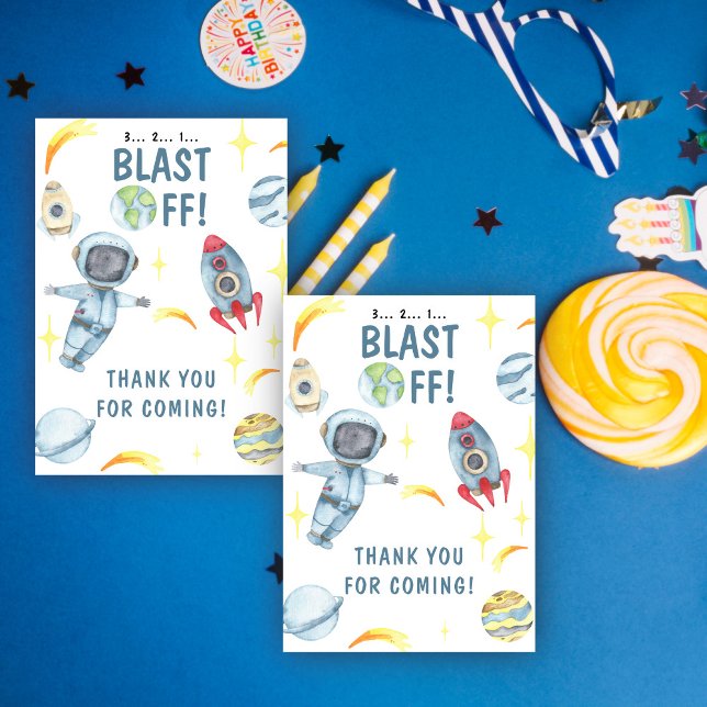Astronaut Space Birthday Party Thank You Card (Creator Uploaded)