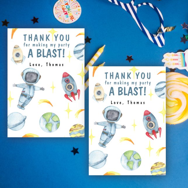 Astronaut Space Birthday Party Thank You Card (Creator Uploaded)