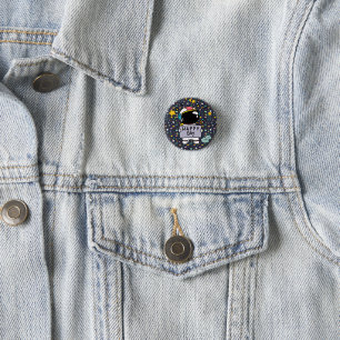 Astronaut Space Cartoon  1 Inch Round Button