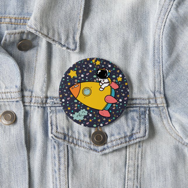 Astronaut Space Cartoon  3 Inch Round Button (In Situ)