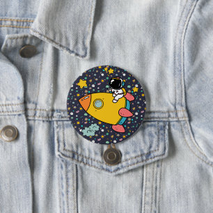 Astronaut Space Cartoon  3 Inch Round Button