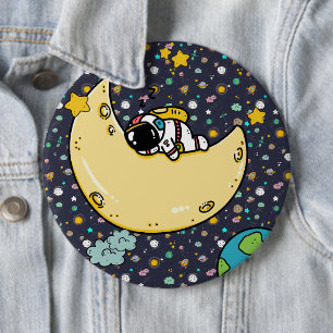 Astronaut Space Cartoon  6 Inch Round Button
