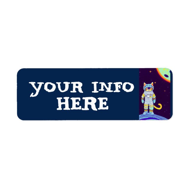 ASTRONAUT SPACE CAT ART RETURN ADDRESS LABELS (Front)