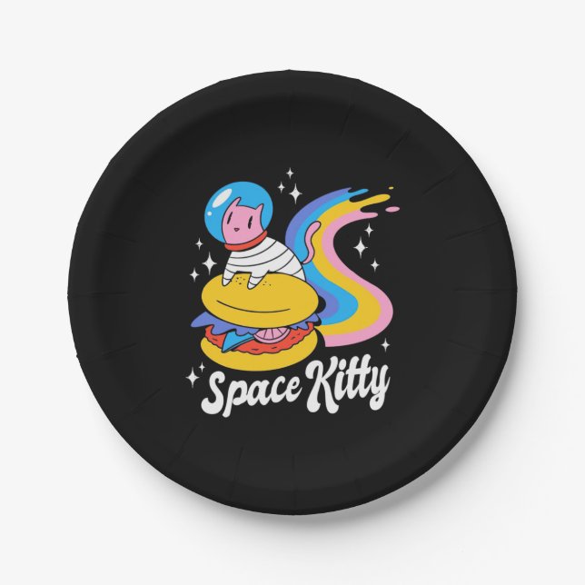Astronaut Space Cat Paper Plate (Front)