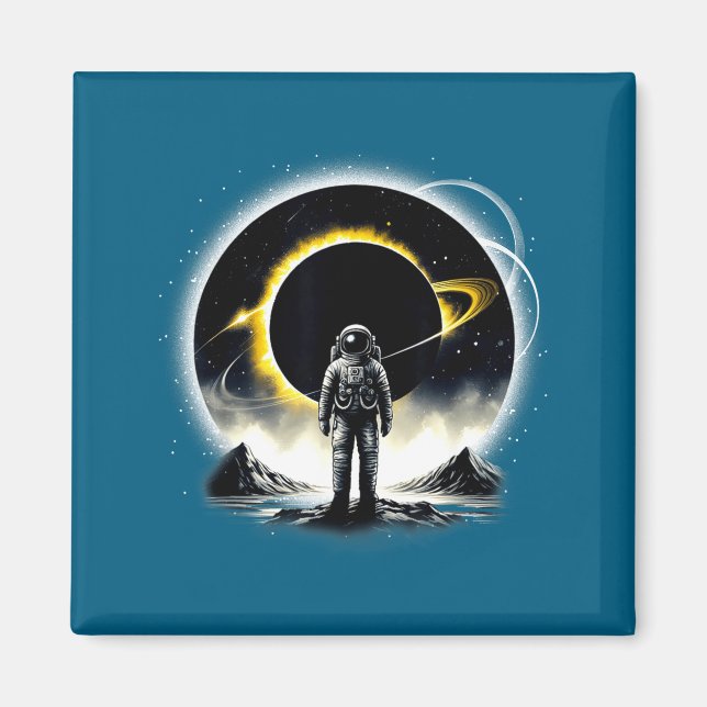 Astronaut Space Eclipse Planet Science Illustratio Magnet (Front)