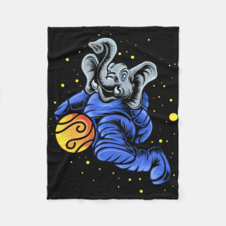 Astronaut Space Elephant Fleece Blanket