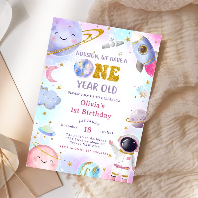 Astronaut Space First Trip Around The Sun Birthday Invitation (Creator Uploaded)