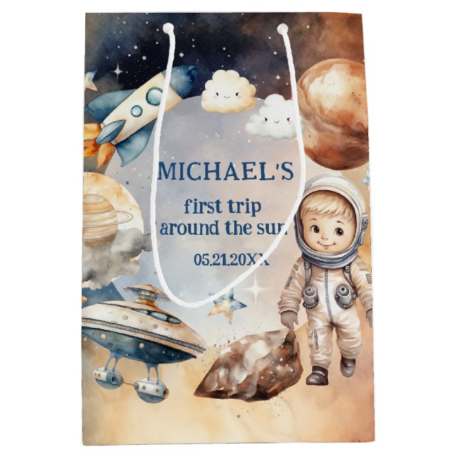 Astronaut Space First Trip Around The Sun Gift Bag (Front)