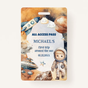 Astronaut Space First Trip Around The Sun ID Card Badge