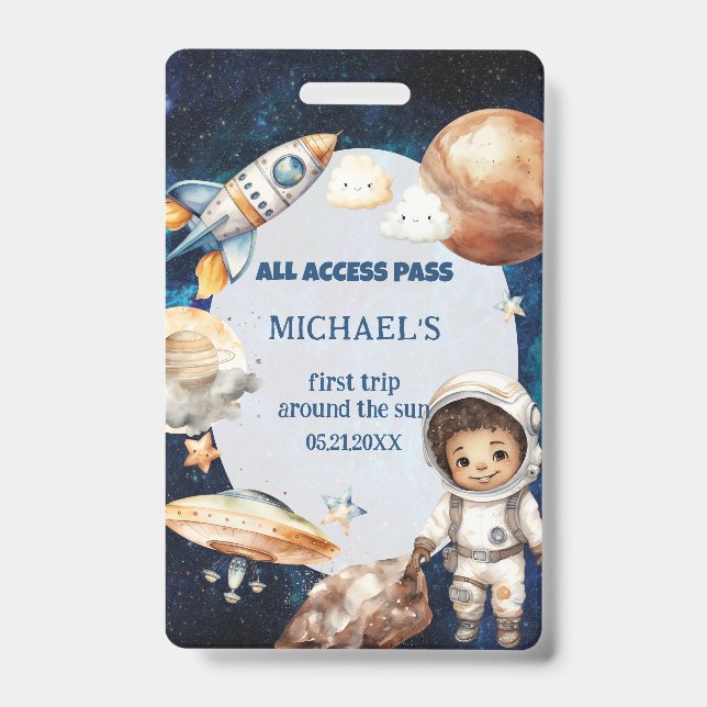 Astronaut Space First Trip Around The Sun ID Card Badge (Front)
