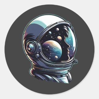 Astronaut Space Helmet Classic Round Sticker