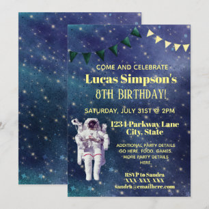 Astronaut Space Kid's Stars Galaxy Birthday Invitation