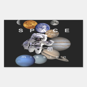 astronaut space mission solar system planets sticker