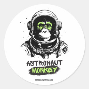 Astronaut Space Monkey Authentic High quality Classic Round Sticker