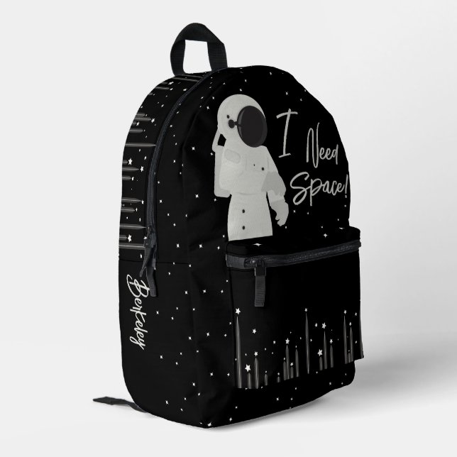Astronaut Space Pun Teen Name Printed Backpack (Back Corner Left)
