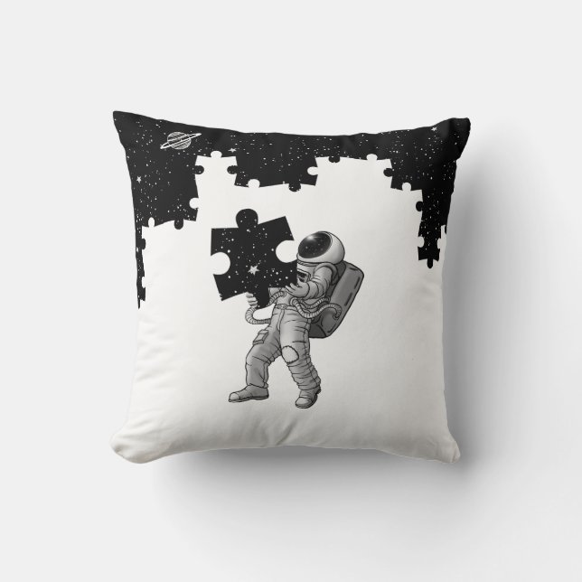 Astronaut Space Puzzle  Throw Pillow (Front)