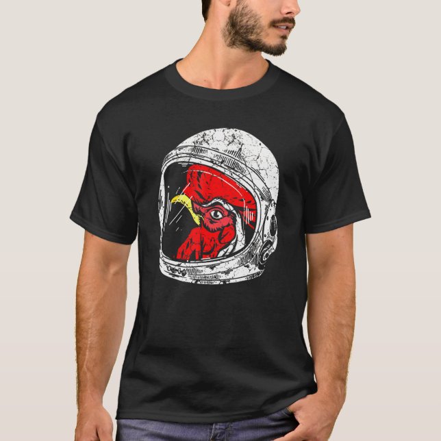 Astronaut Space Rooster Chicken Animal Planets T-Shirt (Front)