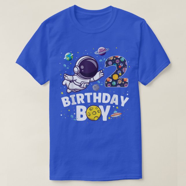 Astronaut Space Theme Party 2 Years Old Birthday B T-Shirt (Design Front)