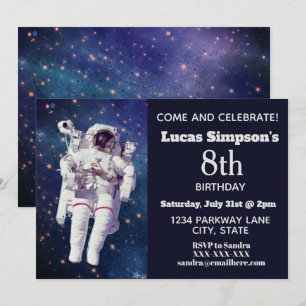 Astronaut Space Themed Birthday Invitations