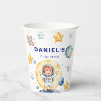 Astronaut Space-Themed Custom Birthday Party Paper Cups