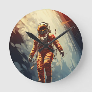 Astronaut Space Travel Round Clock