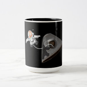 Astronaut Space Walk outside capsule Two-Tone Coffee Mug