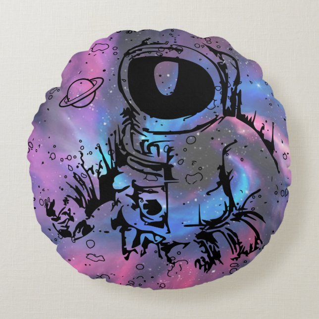 Astronaut Spaceman galaxy Round Pillow (Front)