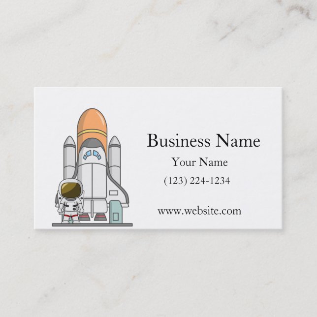 Astronaut & Spaceship Business Card (Front)