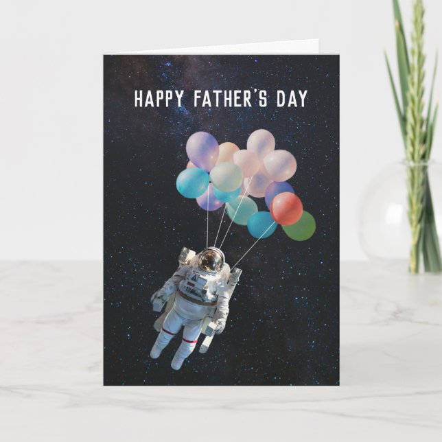 Astronaut Stars & Space Balloons Father's Day Card (Front)